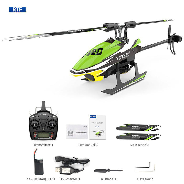 Yuxiang F120 2.4G 6CH 3D/6G Brushless Direct Drive Flybarless RC Helicopter Compatible with FUTABA S-FHSS
