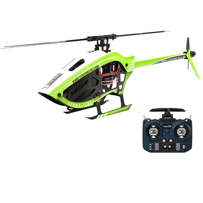 YXZNRC Yuxiang F280 2.4G 6CH 6-Axis Gyro 3D6G RC Helicopter Dual Brushless Direct Drive Motor Flybarless - Makerfire