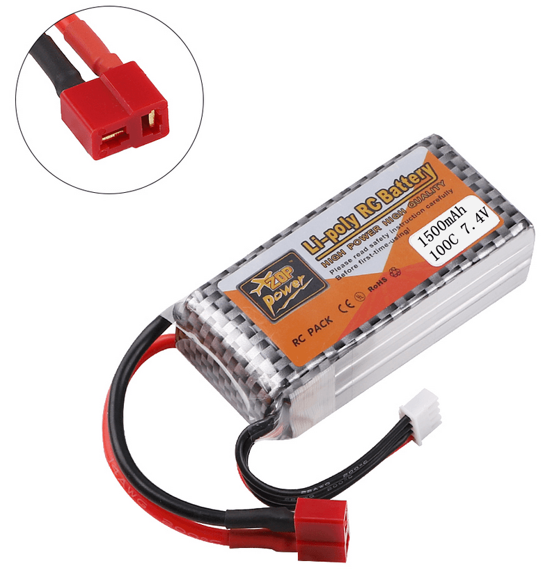 ZOP Power 1500mAh 7.4V 2S 100C LiPo Battery T Plug for RC Car Airplane Drone - Makerfire