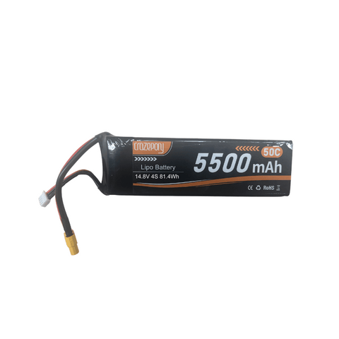 Crazepony 3S/4S 11.1V/14.8V 5500mAh 50C LiPo Battery with XT60 Plug for RC Cars