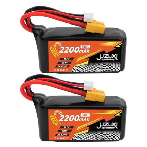 2Pcs 11.1V Lipo Battery 2200mAh 3S 50C Rechargeable Lithium Polymer Batteries with XH XT60 Connectors Compatible with Most RC Cars Airplane Helicopter Quadcopter FPV(2 Pack)