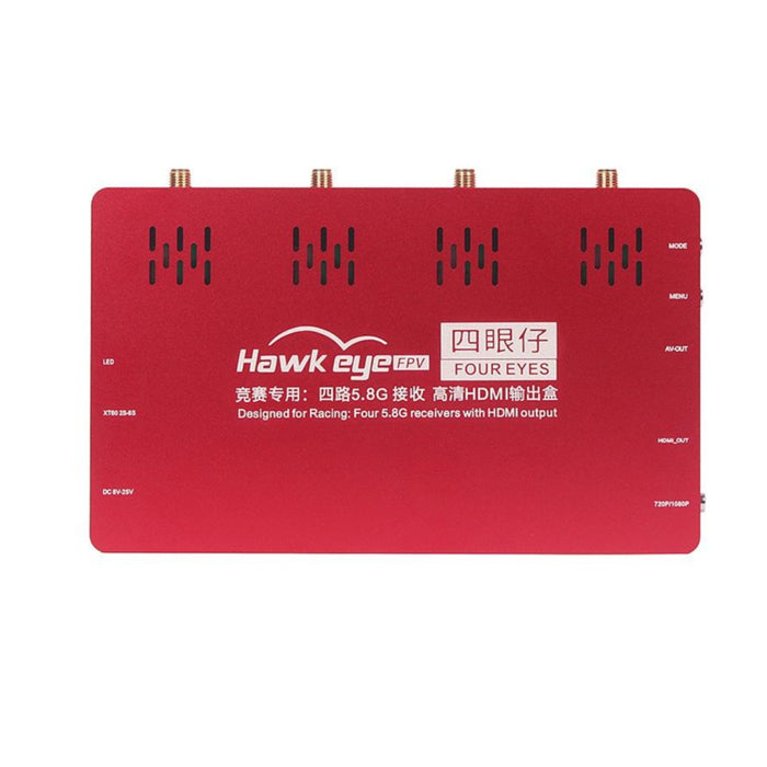 Hawkeye Little Pilot Four Eyes 4 canales HDMI Split Screen Box 5.8G Recibe 4 segmentos HDMI TV Salida 5.8G Pantalla / Teléfono para RC Racing Drone