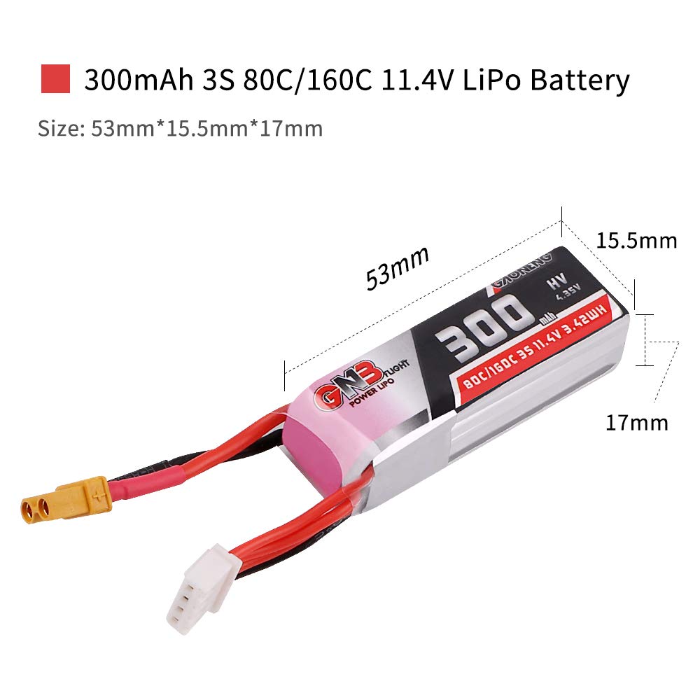 gaoneng-11-4v-300mah-3s-hv-lipo-battery-80c-160c-with-xt30-connector-for-fpv-racing-drones-features