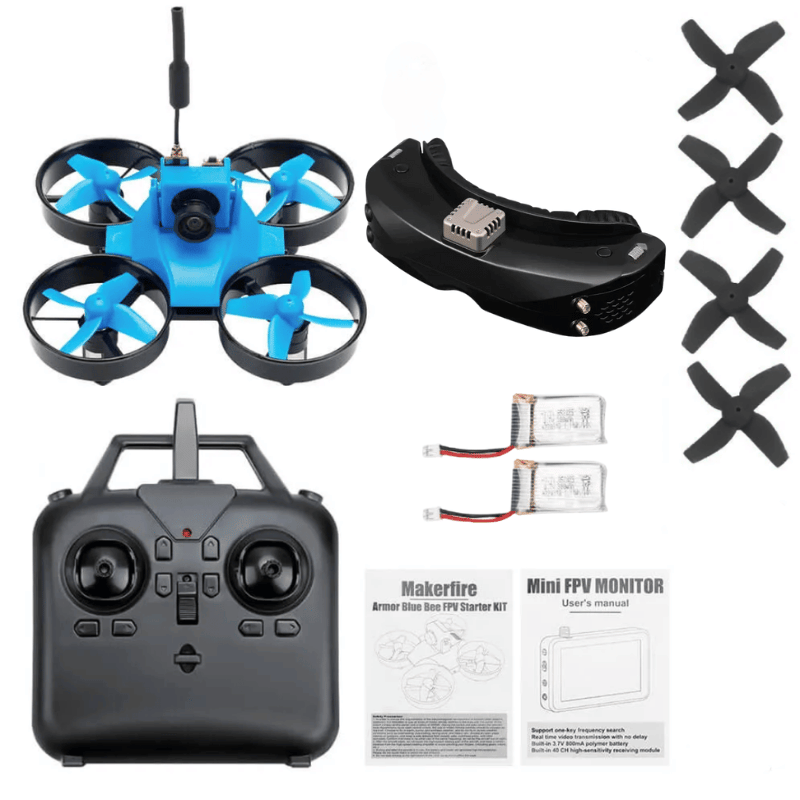 Makerfire Armor Blue Bee 2nd Gen 65mm FPV Racing Drone Kit Drone + Skyzone 04O PRO FPV Goggles / Nearby Warehouse