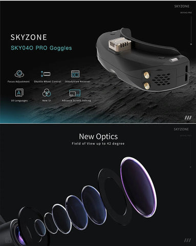 new fpv goggles Skyzone SKY04O Pro Oled FPV Briller Svart