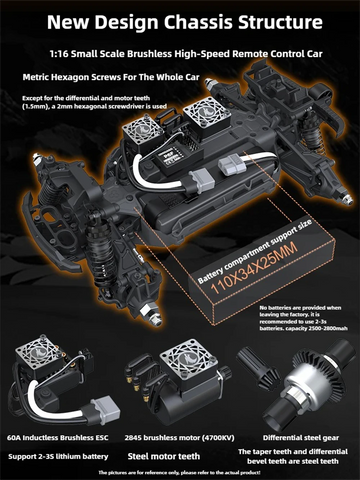 UDIRC 1610S 1/16 4WD Brushless RC Truck – 80km/h Off-Road Climber with LED Lights, Oil Shocks & Metal Dogbones