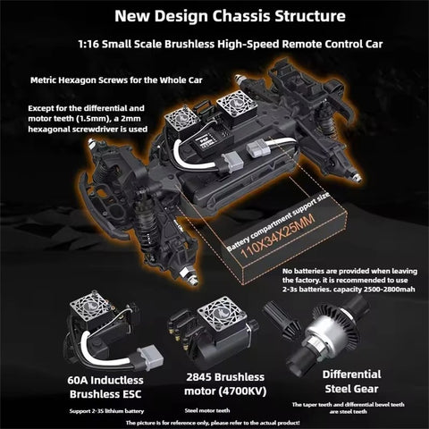 UDIRC 1610S 1/16 4WD Brushless RC Truck – 80km/h Off-Road Climber with LED Lights, Oil Shocks & Metal Dogbones