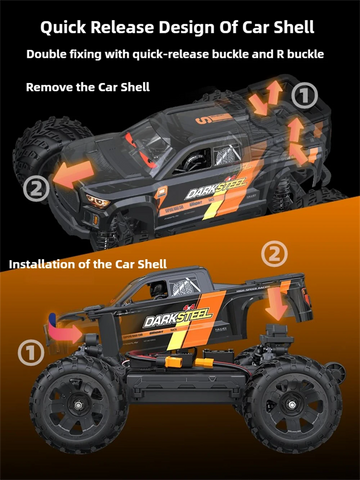 UDIRC 1610S 1/16 4WD Brushless RC Truck – 80km/h Off-Road Climber with LED Lights, Oil Shocks & Metal Dogbones