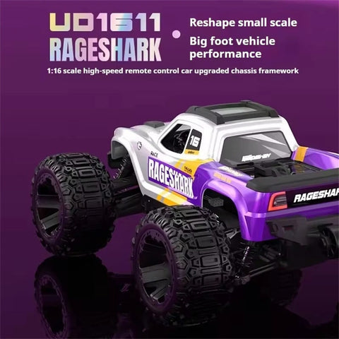 UDIRC 1611 1/16 4WD RC Truck – 30km/h High-Speed Off-Road Car with LED Lights & Oil-Filled Shocks