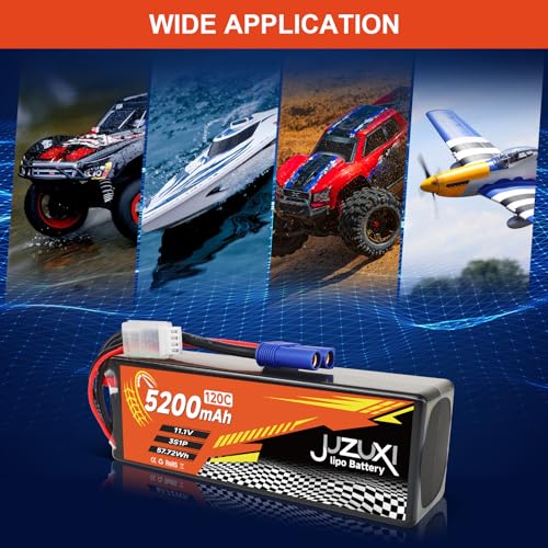 2Pcs 11.1V Lipo Battery 5200mAh 3S 120C Rechargeable Lithium Polymer Battery with XH & EC5 Connector Compatible with RC Car RC Boat Quadcopter Helicopter Airplane RC Models