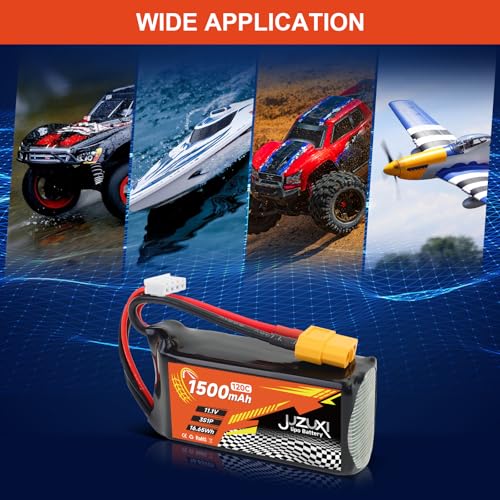 2Pcs 11.1V Lipo Battery 1500mAh 3S 120C Rechargeable Lithium Polymer Battery with XH & XT60 Connector Compatible with FPV Racing Drone RC Car RC Boat Quadcopter Helicopter Airplane RC Models