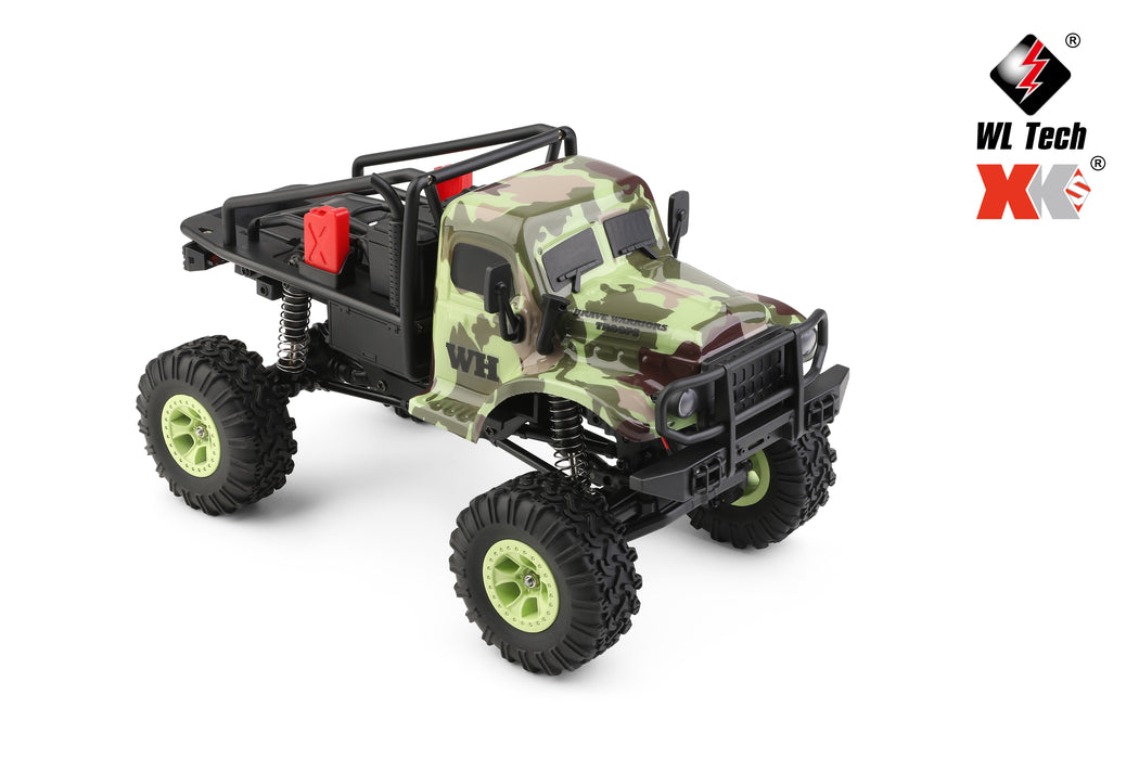 WLTOYS 184021 1/18 4WD LED Cralwer RC Car Two Speed Mode Off-Road Auto, Camo Shell