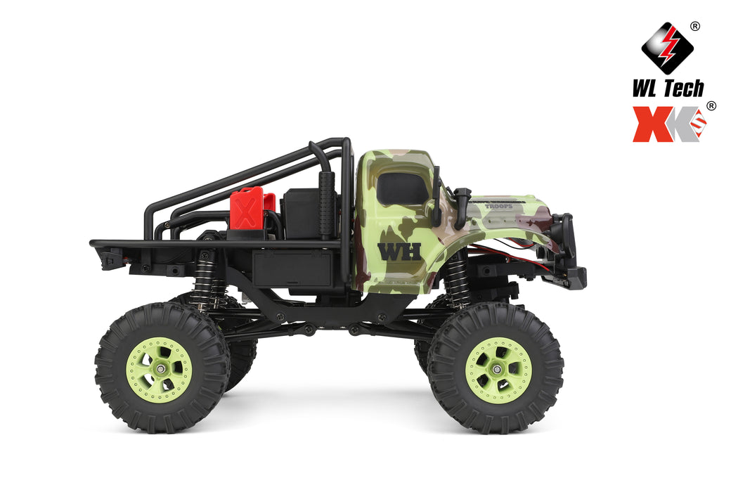 WLTOYS 184021 1/18 4WD LED Cralwer RC Car Two Speed Mode Off-Road Auto, Camo Shell