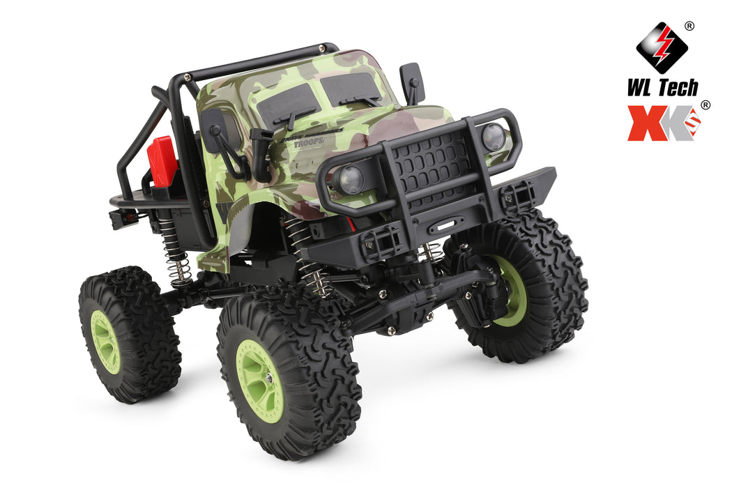 WLTOYS 184021 1/18 4WD LED Cralwer RC Car Two Speed Mode Off-Road Auto, Camo Shell