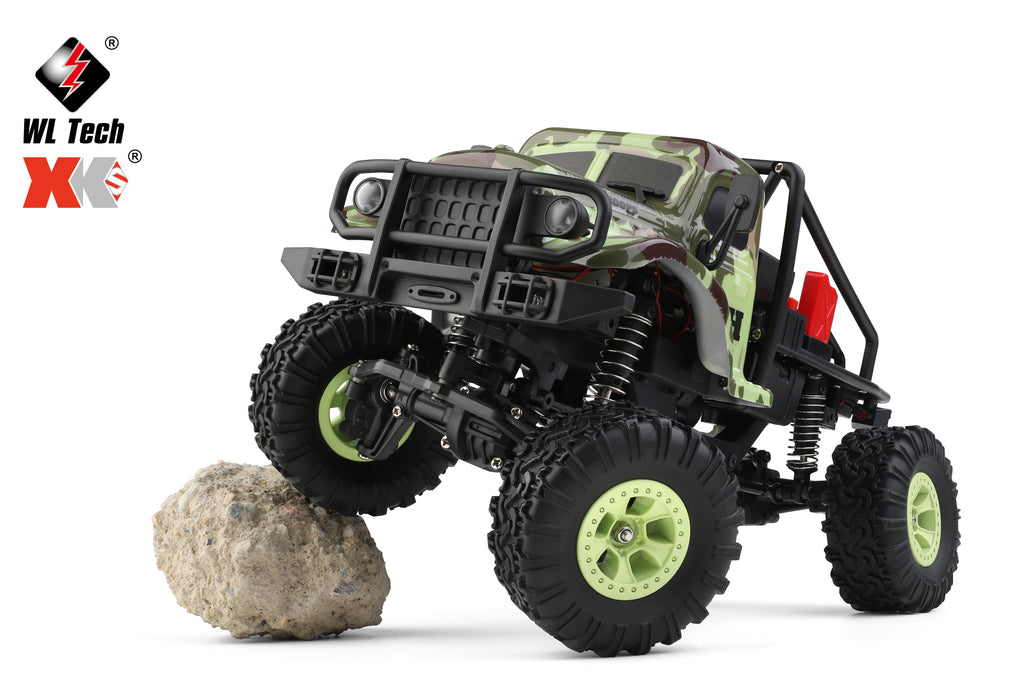 WLTOYS 184021 1/18 4WD LED Cralwer RC Car Two Speed Mode Off-Road Auto, Camo Shell