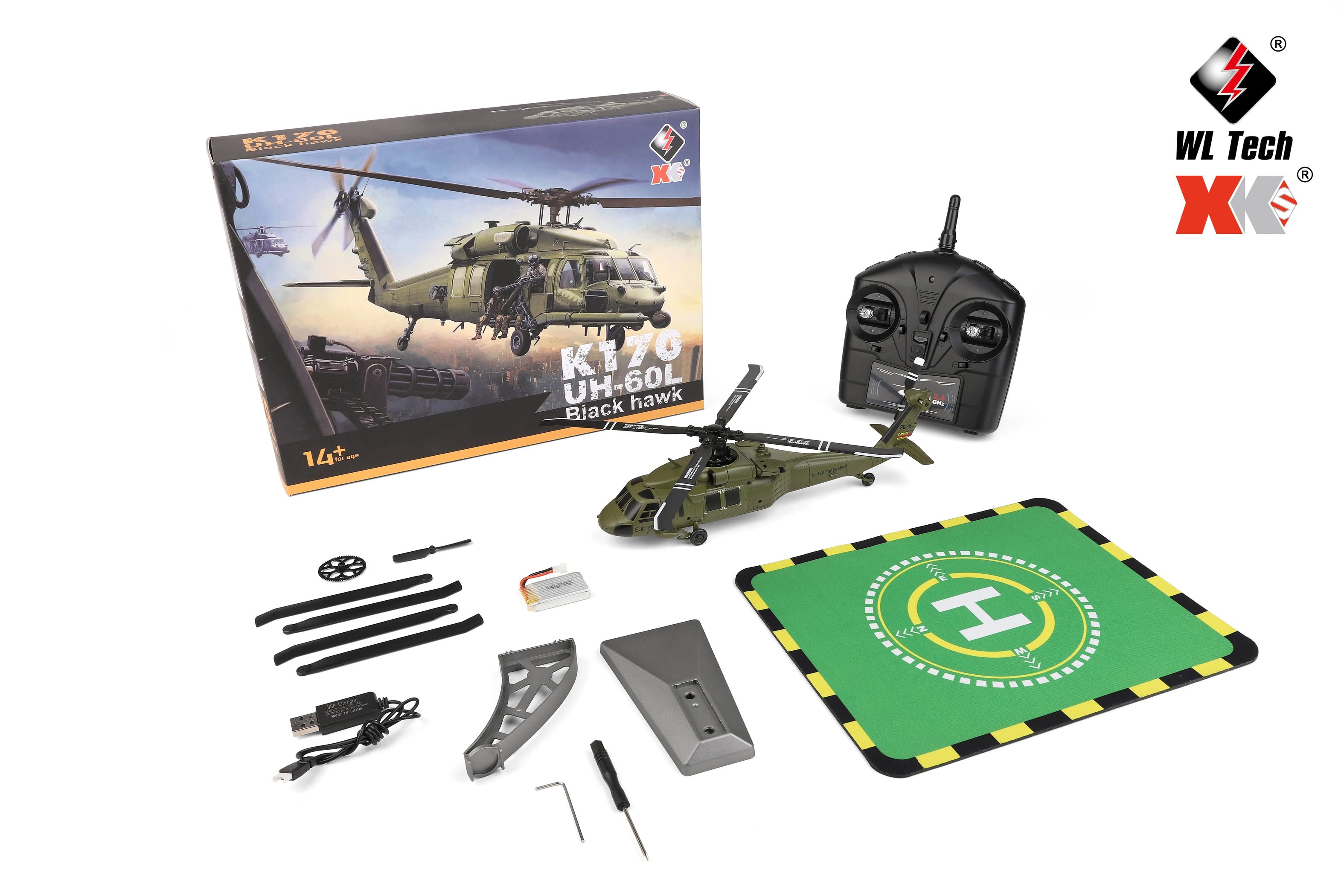 WLTOYS XK K170 - RC Helicopter BlackHawk UH-60L 260mm 2.4G&4-Channel ...