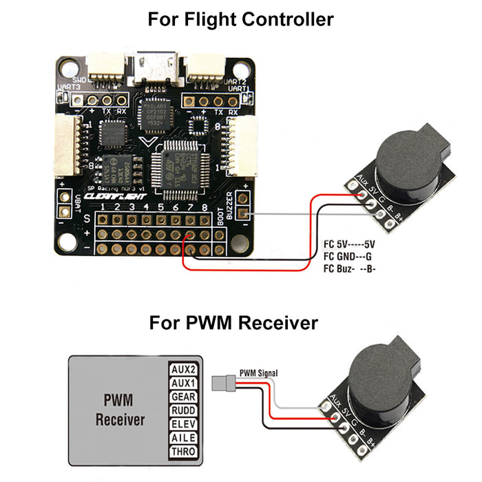 Matek 90dB Lost Model Beeper Flight Controller 5V Loud Buzzer Built-in MCU for FPV RC Quadcopter