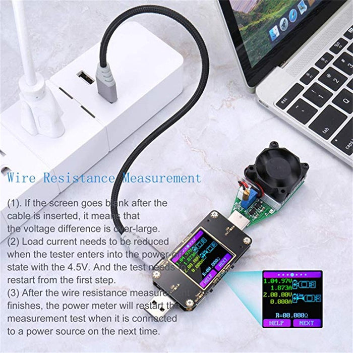 USB Voltage Tester and Current Tester with Bluetooth  USB Multimeter  Multi-function Type-C PD Tester