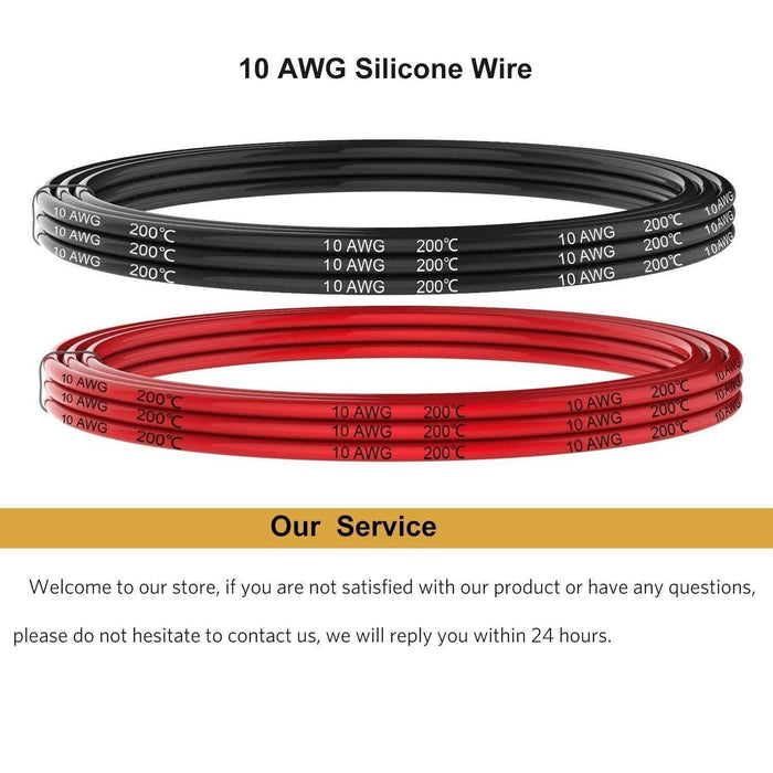 Cable eléctrico de batería de alambre de silicona de calibre 10 (2,5 metros negro y 2,5 metros rojo)
