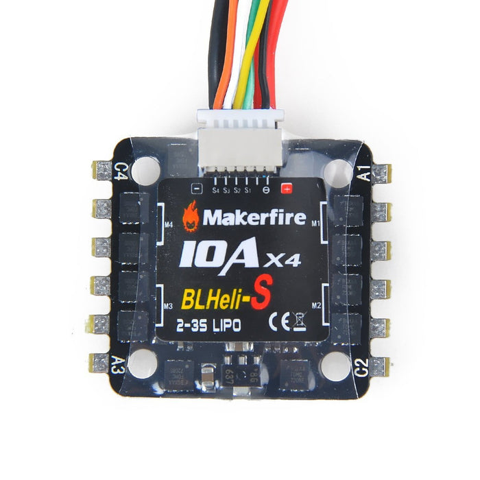 Makerfire BLHeli-S 4in1 10A ESC 2-3s Lipo Electric Speed Controller Support Oneshot Multishot Dshot