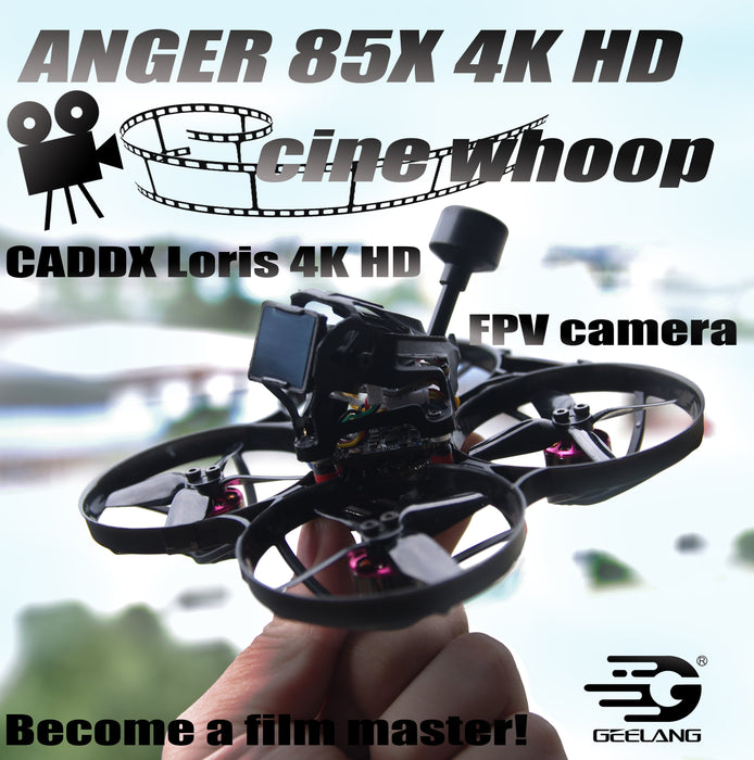 Geelang ANGER 85X 4K HD Cine Whoop 3-4S FPVレーシングドローン、Caddx Loris 4K FPVカメラ付き