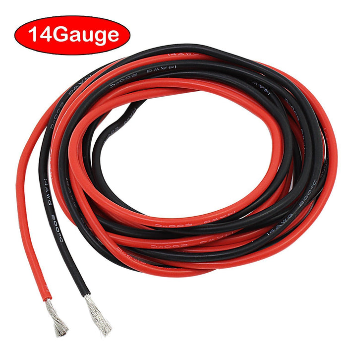 Cable de Silicona Calibre 14 5 Metros (2.5 Metros Negro y 2.5 Metros Rojo)