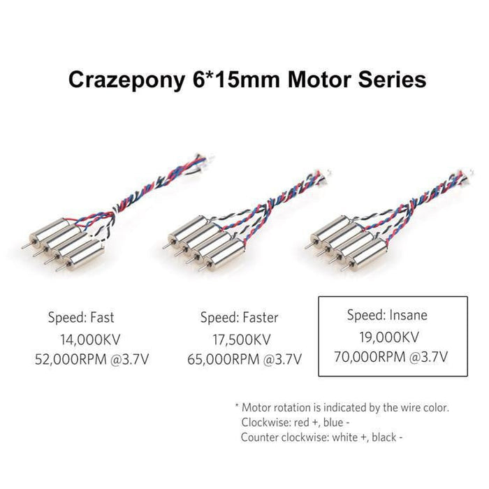 4pcs 6x15mm 615 Motor 17500KV for Blade Inductrix Tiny Whoop with Micro JST 1.25 Plug