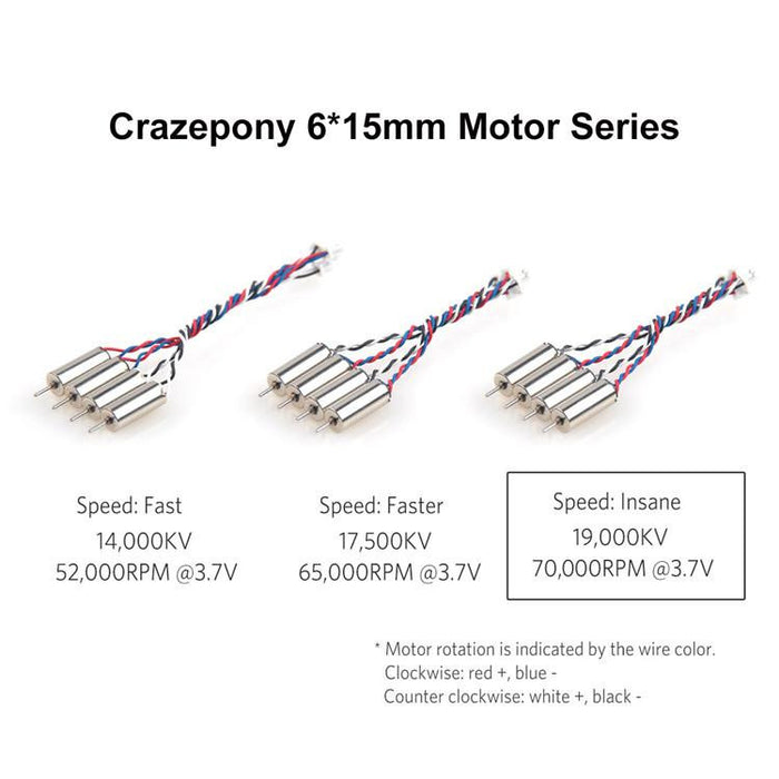 Crazepony 4pcs 6x15mm 615 Motor 19000KV para Blade Inductrix Tiny Whoop Micro JST 1.25 Plug
