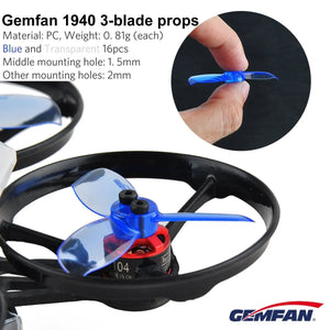 16pcs Gemfan 1940 3-Blade Propeller 1.9 Inch Triblade Prop - Makerfire