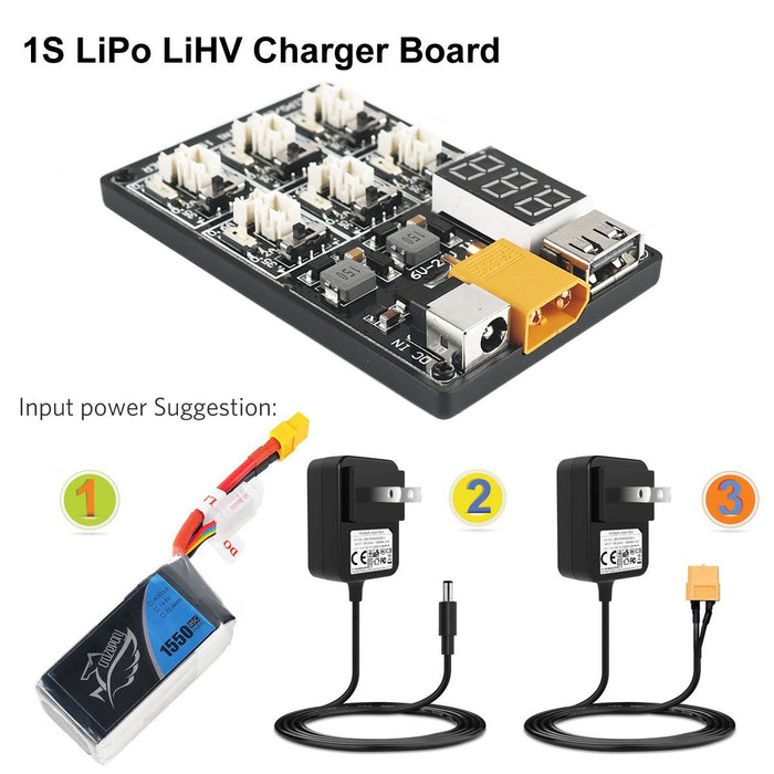 Crazepony 1S LiPo LiHV 充電器ボード JST と Micro Losi ケーブル付き