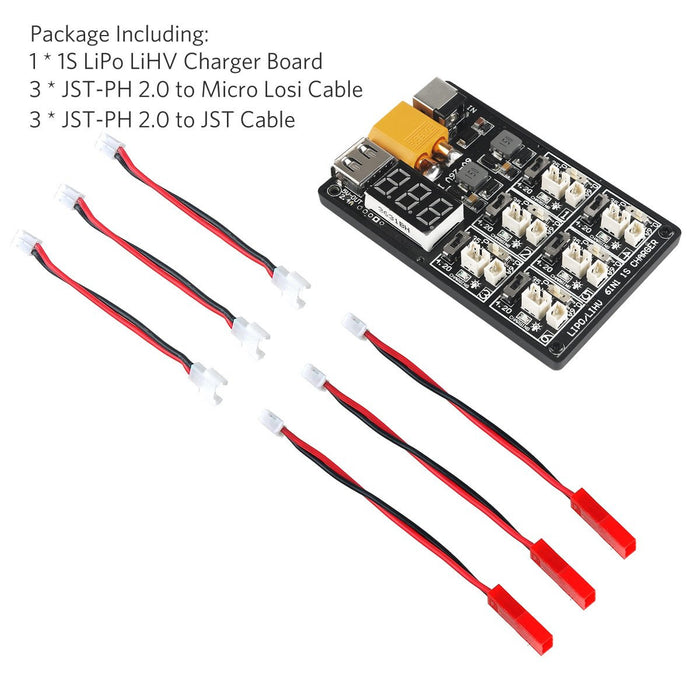 Crazepony 1S LiPo LiHV Charger Board with JST and Micro Losi Cable