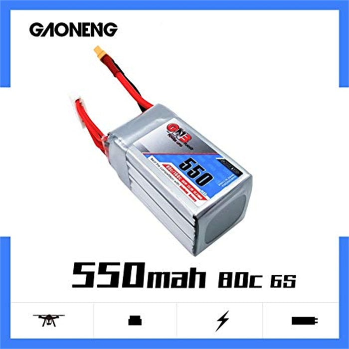 GNB 550mAh 22.2V 80C 6S Lipo Battery with XT60 Plug for FPV Racing Drone RC Quadcopter, etc