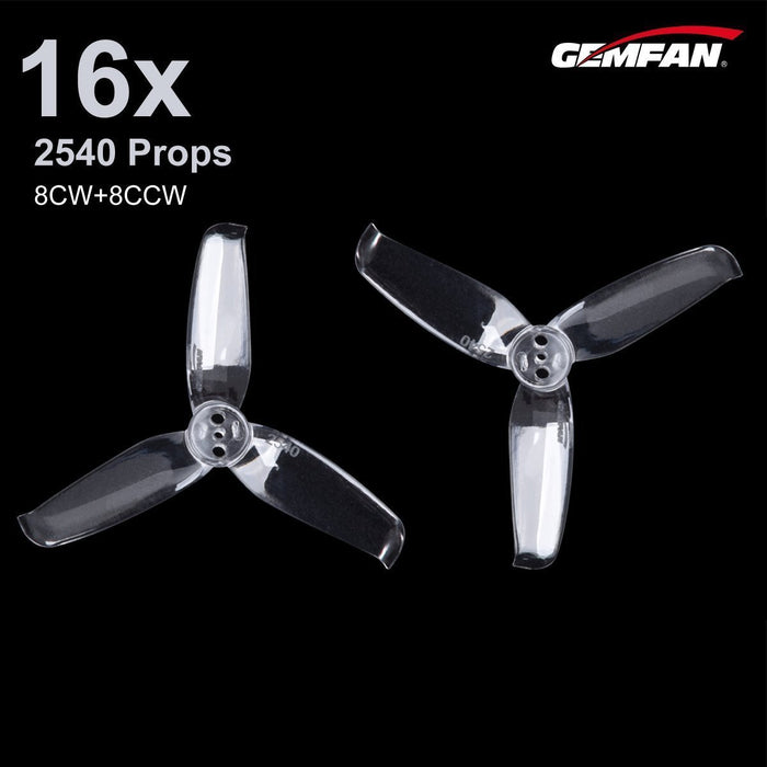 16pcs Gemfan Flash 2540 3-Blade Propeller 2.5inch Triblade Compatible with 1105 1106 Brushless Motor for DIY Micro FPV Drone Quadcopter - Makerfire