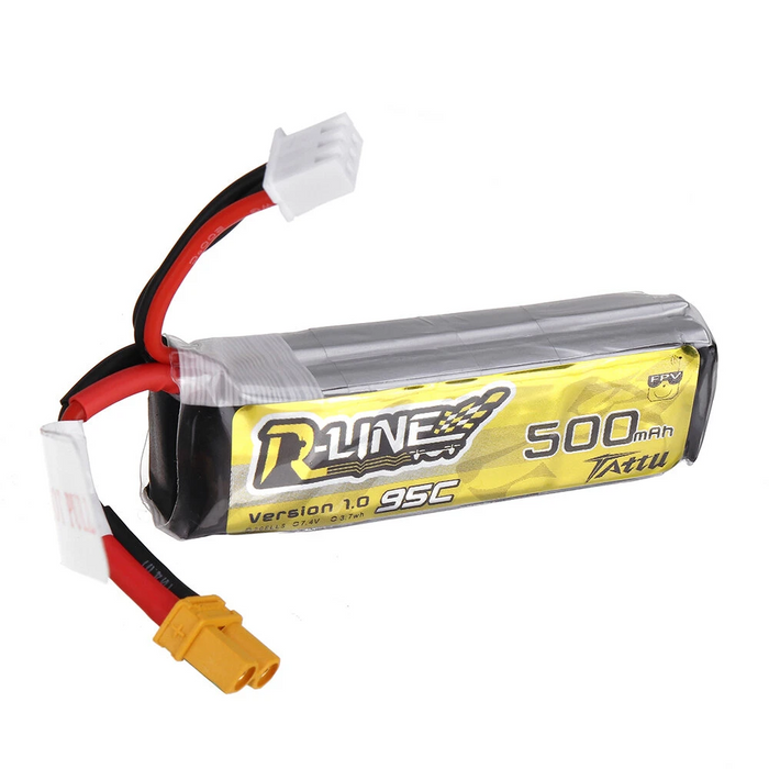 TATTU R-LINE 1.0 7.4V 500mAh 95C 2S Lipo Battery XT30 Plug