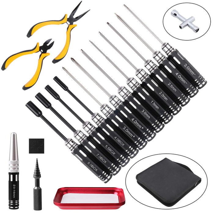 RC Tools 18IN1  Kits Box Set Screwdriver Pliers Hex Sleeve Socket Repair for RC Car Boat Quadcopter Helicopter Multirotors Models