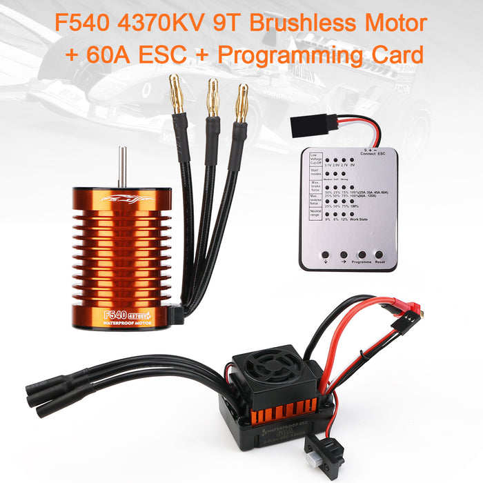 F540 4370KV Brushless Motor 4 Pole 9T 3.175mm Shaft with 60A ESC Electric Speed Controller