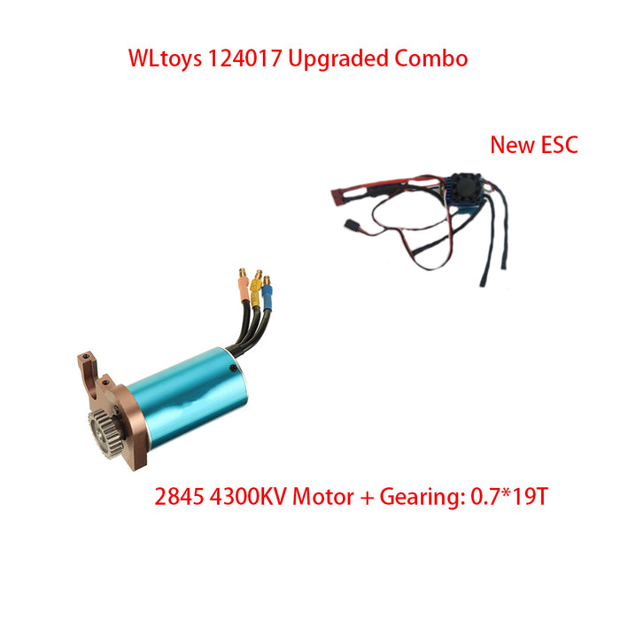 Wltoys Upgrade Parts Combo 2845 4300kv Motor sin escobillas, 0.7 * 19T Gear para 124017 124016 RC Car