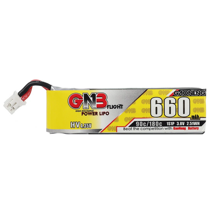 GNB GAONENG 3.8V 660mAh 90C 1S LiPo Battery PH2.0 Plug(Pack of 4) - Makerfire