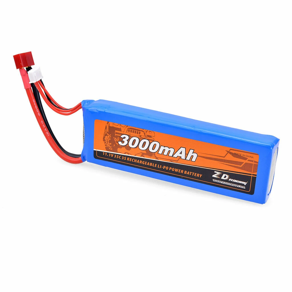 ZD Racing 11.1V 3000mAh 35C 3S Lipo Battery T Plug for 1/10 RC Vehicles Car Models - Makerfire