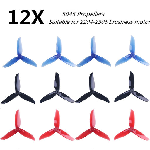 12pcs 5045 3-Blade Propellers 5 Inch Tri Blade Props for 2204 2205 2206-2306  FPV Racing Drone