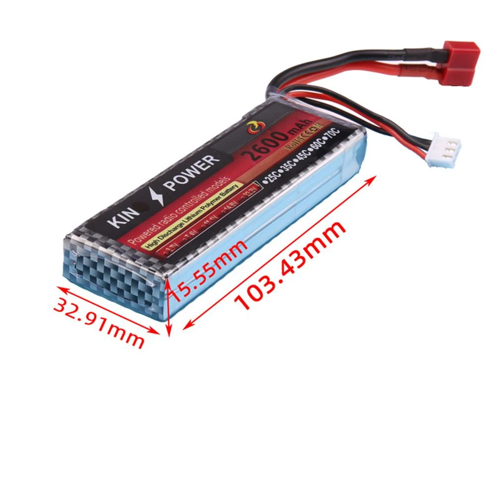 Wltoys 144001/ 124019/ 104001/ 124016/124017 7.4V 2600 MAH Lipo Battery T Plug 1/14 RC Car Upgrade Parts - Makerfire