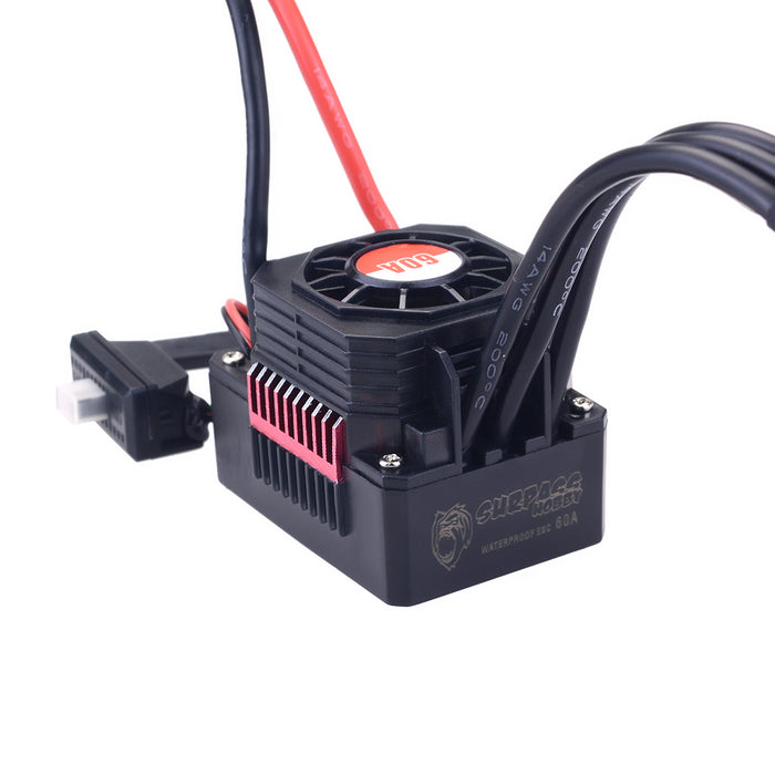 60A Brushless ESC Waterproof RC Car Electronic Speed Controller for 1/10 RC Car 2S-3S LiPo
