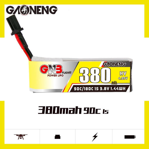 GNB/GAONENG 380mAh 1S 3.8V HV 90C Cabled Lipo Battery with GNB27 Connector(pack of 6) - Makerfire
