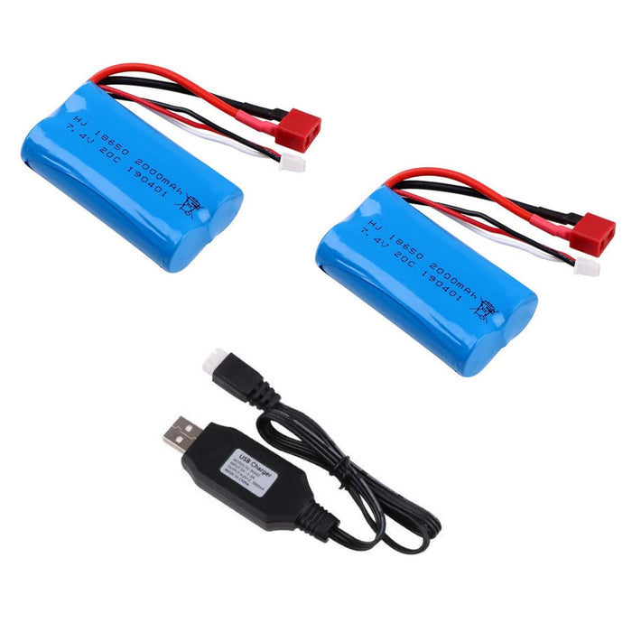 2S 2000mAh Li-ion Battery 7.4V 20C T Plug Female Connector Rechargeable Battery