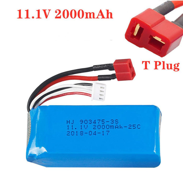 11.1V 2000mAh 25C 3S Battery T Plug for SCY 16103 Pro Car - Makerfire