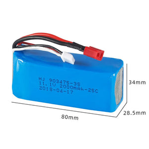 11.1V 2000mAh 25C 3S Battery T Plug for SCY 16103 Pro Car - Makerfire