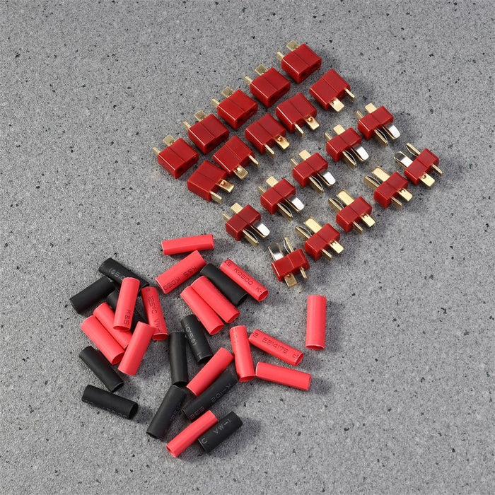 20 Pairs T-Plug Connectors Deans Style Male and Female with 40 pcs Shrink Tubing For RC LiPo Battery
