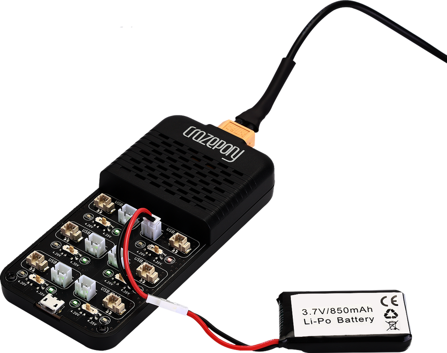 Crazepony 1S Lipo バッテリー充電器ボード PH1.25 および JST-PH 2.0 コネクタ付きバランス パラレル充電ボード