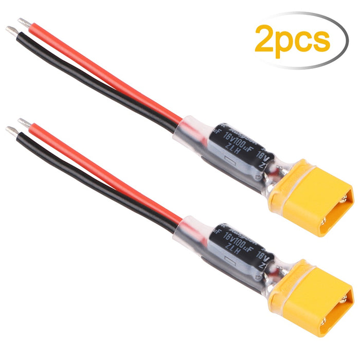 2Pcs Happymodel XT30 Plug Pigtail Power Wire with 100μF Capacitor 
