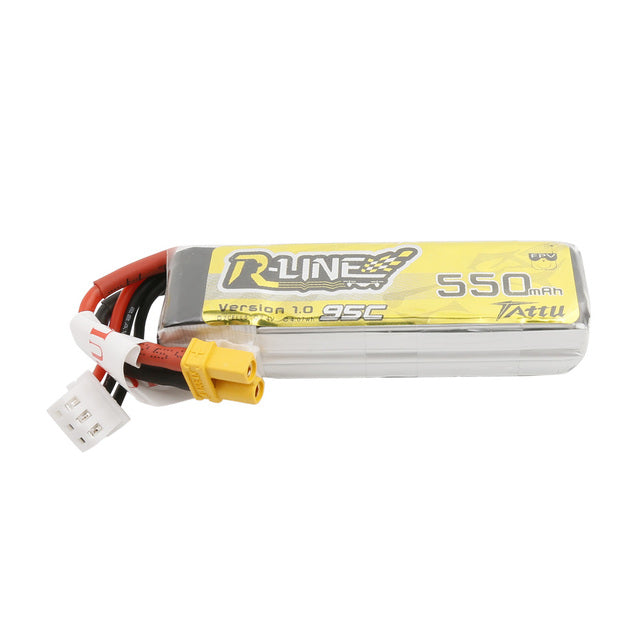 Tattu R-Line 550mAh 7.4V 95C 2S1P Lipo Battery Pack With XT30 Plug